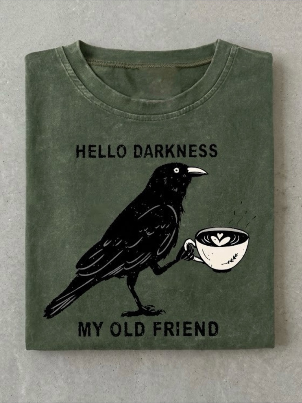 Comfort Colors Hello Darkness My Old Friend Raven Crow Drink Coffee Tee
